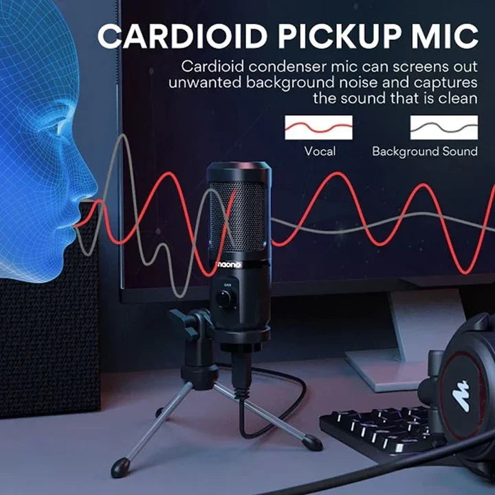Maonocaster AU-PM461TR USB Gaming Microphone with Mic Gain - Black - Tashqila Maonocaster AU-PM461TR USB Gaming Microphone with Mic Gain - Black - Tashqila